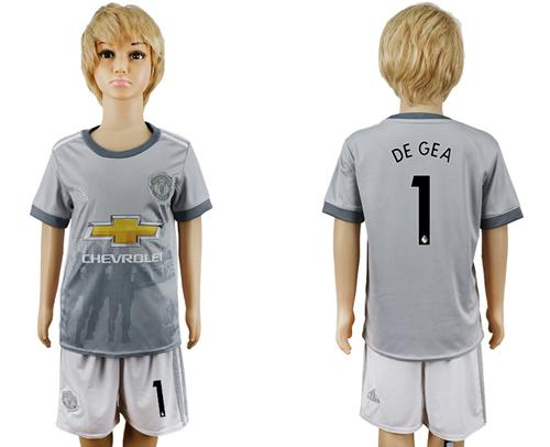 Manchester United #1 De Gea Sec Away Kid Soccer Club Jersey - Click Image to Close